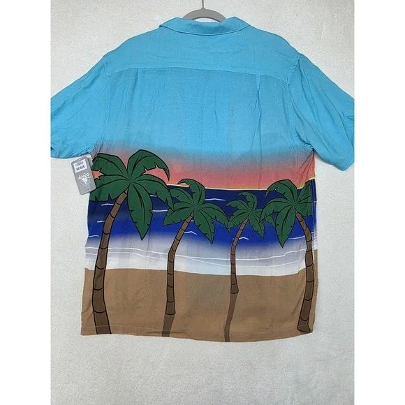 Disney Shirt Mens Large Mickey Minnie Hawaiian Sunset Beach Short Sleeve Button - Picture 8 of 13